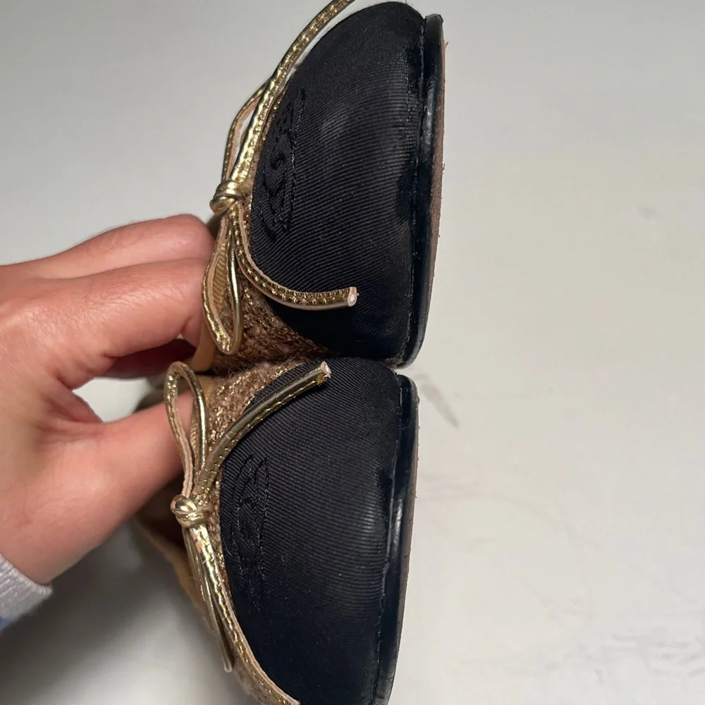 CHANEL Women's Gold and Black Flats